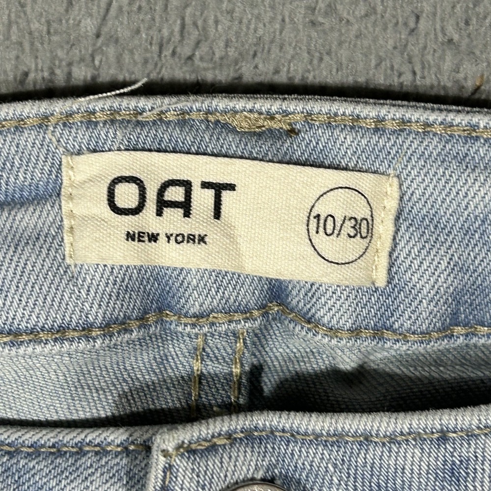 Oat New York Womens 10/30 Pant Blue Light Wash Wide Leg Raw Hem #3891 - Picture 2 of 9